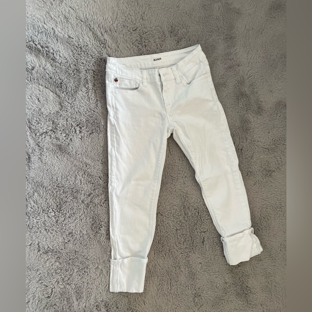 Kids cropped white straight Hudson jeans